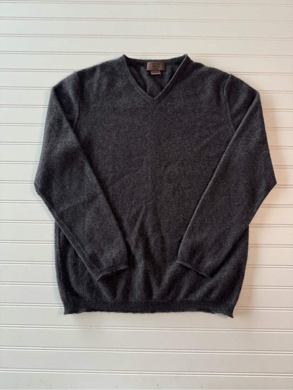 Women's 100% Cashmere Soft Charcoal V-Neck Sweater